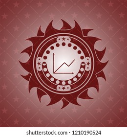 chart icon inside red emblem. Retro