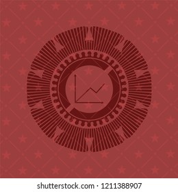 chart icon inside red emblem. Retro