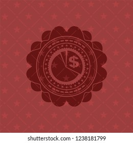 chart icon inside red emblem. Vintage.