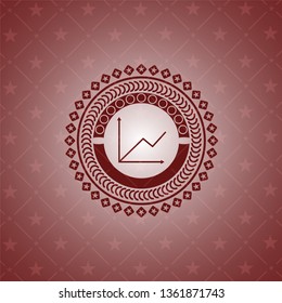 chart icon inside red emblem. Vintage.
