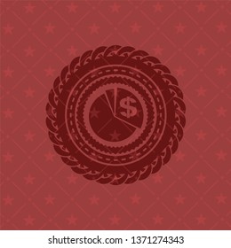 chart icon inside red emblem. Vintage.