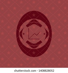 chart icon inside red emblem. Vintage.