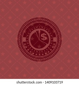 chart icon inside red emblem. Retro