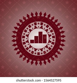 chart icon inside red emblem. Vintage.