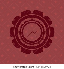 chart icon inside red emblem. Vintage.