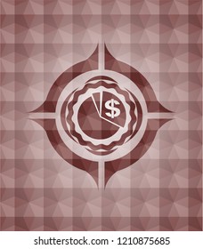 chart icon inside red geometric badge. Seamless.