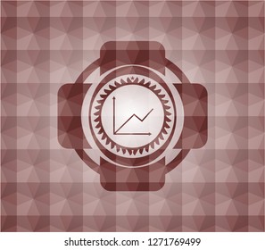 chart icon inside red geometric emblem. Seamless.