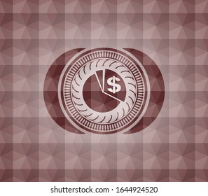 chart icon inside red geometric badge. Seamless.