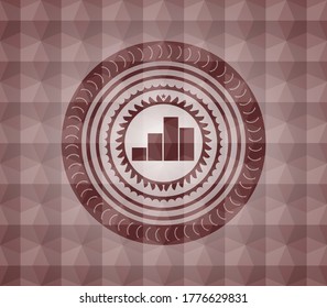 icono de gráfico dentro de la placa geométrica roja. Sin inconveniente. 
