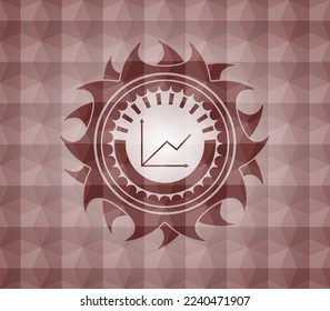 chart icon inside red geometric pattern emblem. Seamless. 