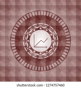 chart icon inside red polygonal badge. Seamless.