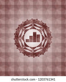 chart icon inside red seamless polygonal badge.