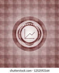 chart icon inside red seamless badge with geometric background.