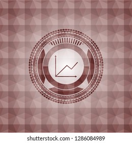 chart icon inside red seamless polygonal badge.