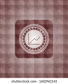chart icon inside red seamless emblem with geometric background.
