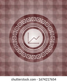 chart icon inside red seamless polygonal badge.