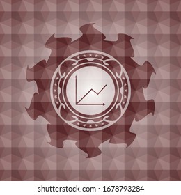 chart icon inside red seamless geometric badge.