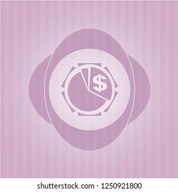 chart icon inside retro pink emblem