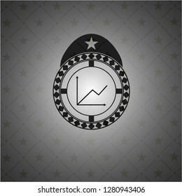 chart icon inside retro style black emblem