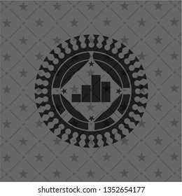 chart icon inside retro style black emblem
