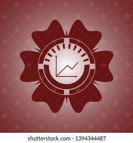 chart icon inside retro style red emblem