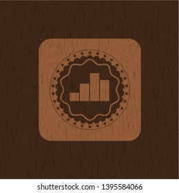 chart icon inside retro style wood emblem