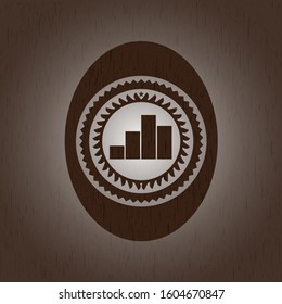 chart icon inside retro style wood emblem