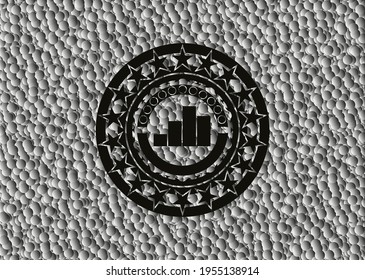 chart icon inside retro style black emblem with grey bubbles background. Vector Illustration. Detailed. 