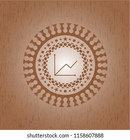 chart icon inside retro wood emblem