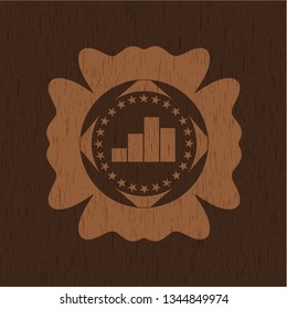 chart icon inside retro wood emblem