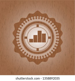 chart icon inside retro wood emblem