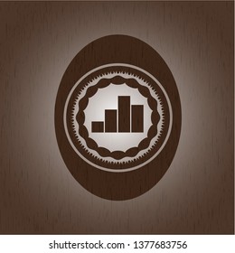 chart icon inside retro wood emblem