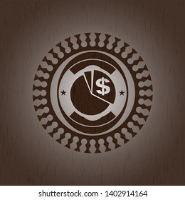 chart icon inside retro wood emblem