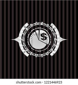chart icon inside silver badge or emblem