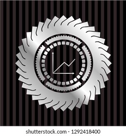 chart icon inside silver badge or emblem