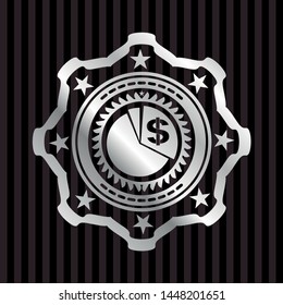 chart icon inside silver badge or emblem