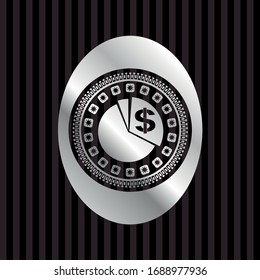 chart icon inside silver badge or emblem