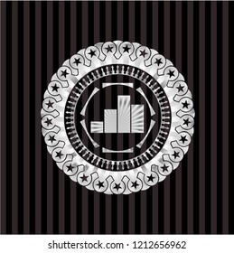 chart icon inside silver emblem