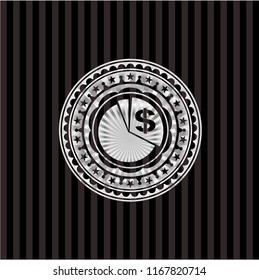 chart icon inside silver shiny badge