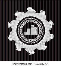 chart icon inside silver shiny emblem
