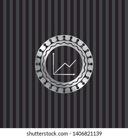 chart icon inside silvery badge or emblem