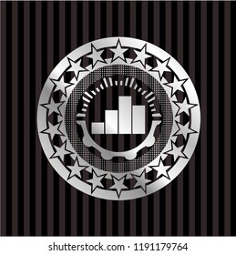 chart icon inside silvery emblem or badge