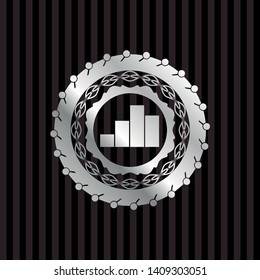 chart icon inside silvery emblem or badge