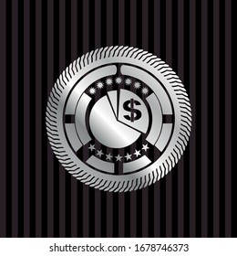 chart icon inside silvery emblem
