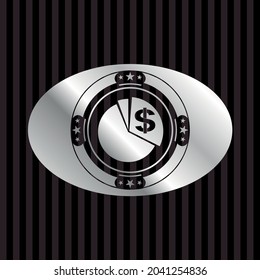 Diagrammsymbol in silbernem Emblem. 