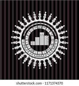 chart icon inside silvery shiny emblem