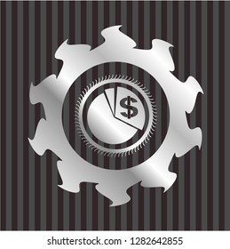 chart icon inside silvery shiny emblem
