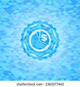 chart icon inside sky blue emblem with triangle mosaic background