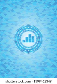chart icon inside sky blue mosaic emblem