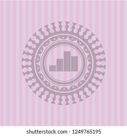 chart icon inside vintage pink emblem